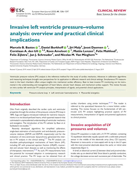 Invasive left ventricle pressure–volume analysis: overview and .